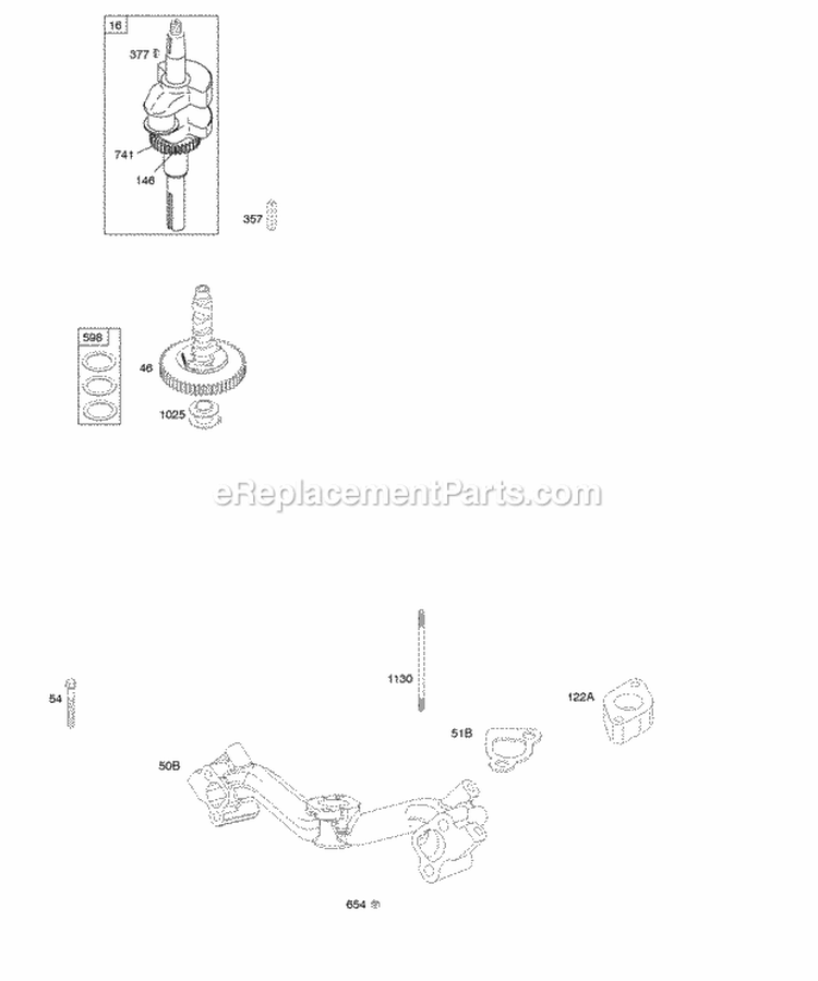 Camshaft Crankshaft Intake Manifold Diagram and Parts List for  Briggs and Stratton Engine